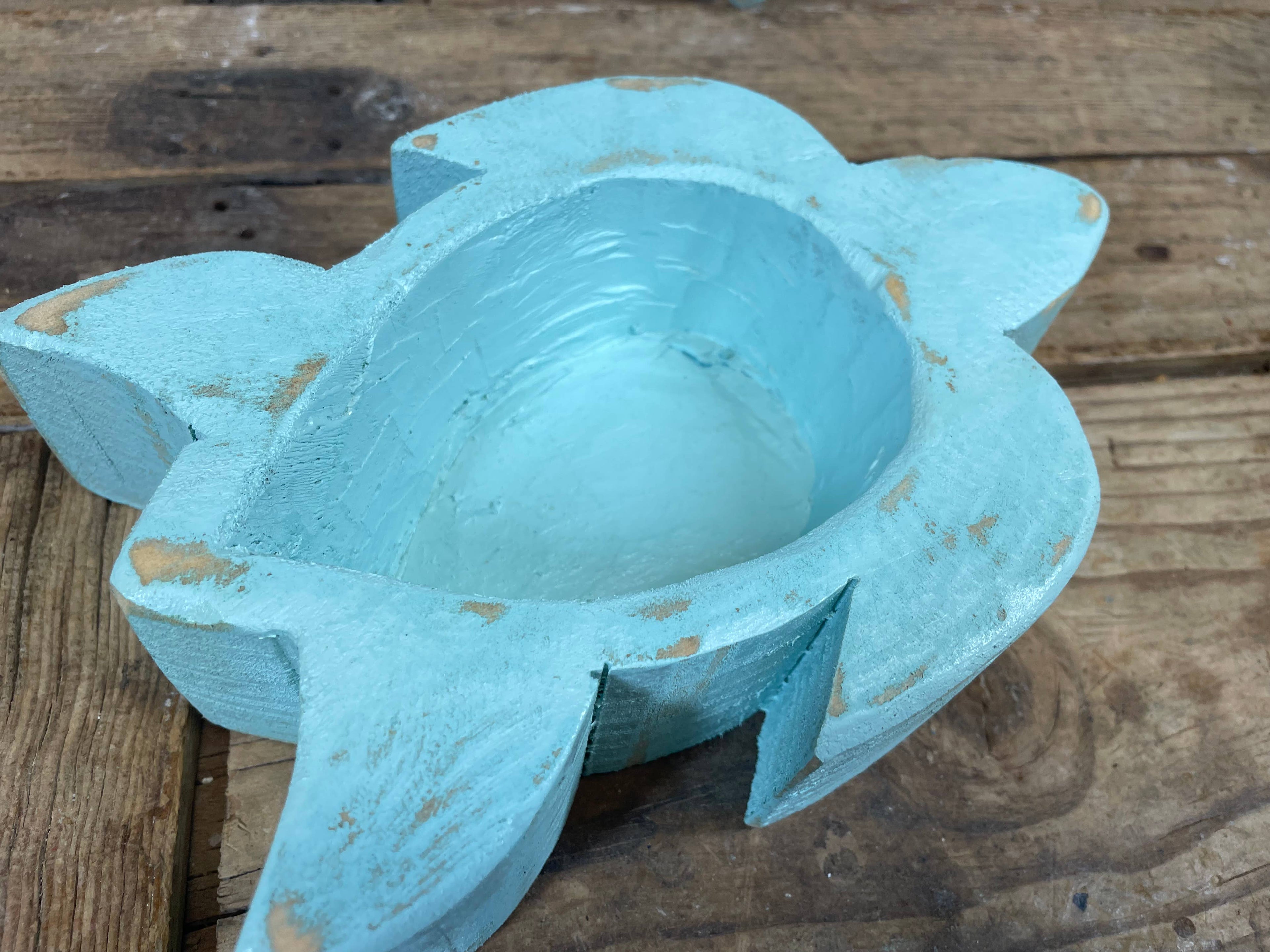 Super Mini Turtle Dough Bowl-5x7-Candle Ready-Mini-Turtle: Seaside Blue Customize it.