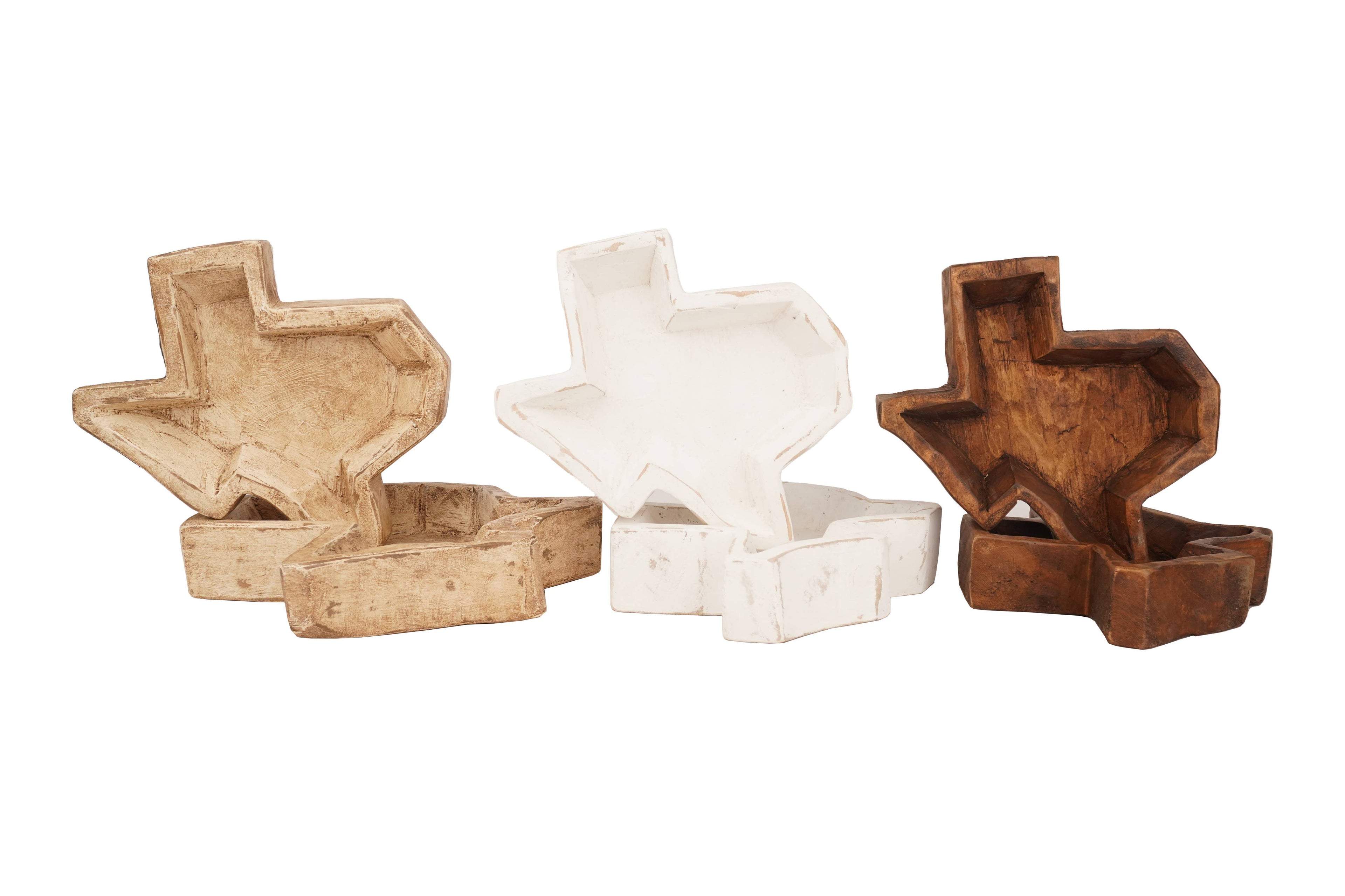 State of Texas-Carved Dough Bowl-Medium-10x10-Candle Ready: White