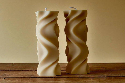 Artistic Swirl Pillar Candle 7x2.5in: Clear / Unscented Sold in sets of two $35.00