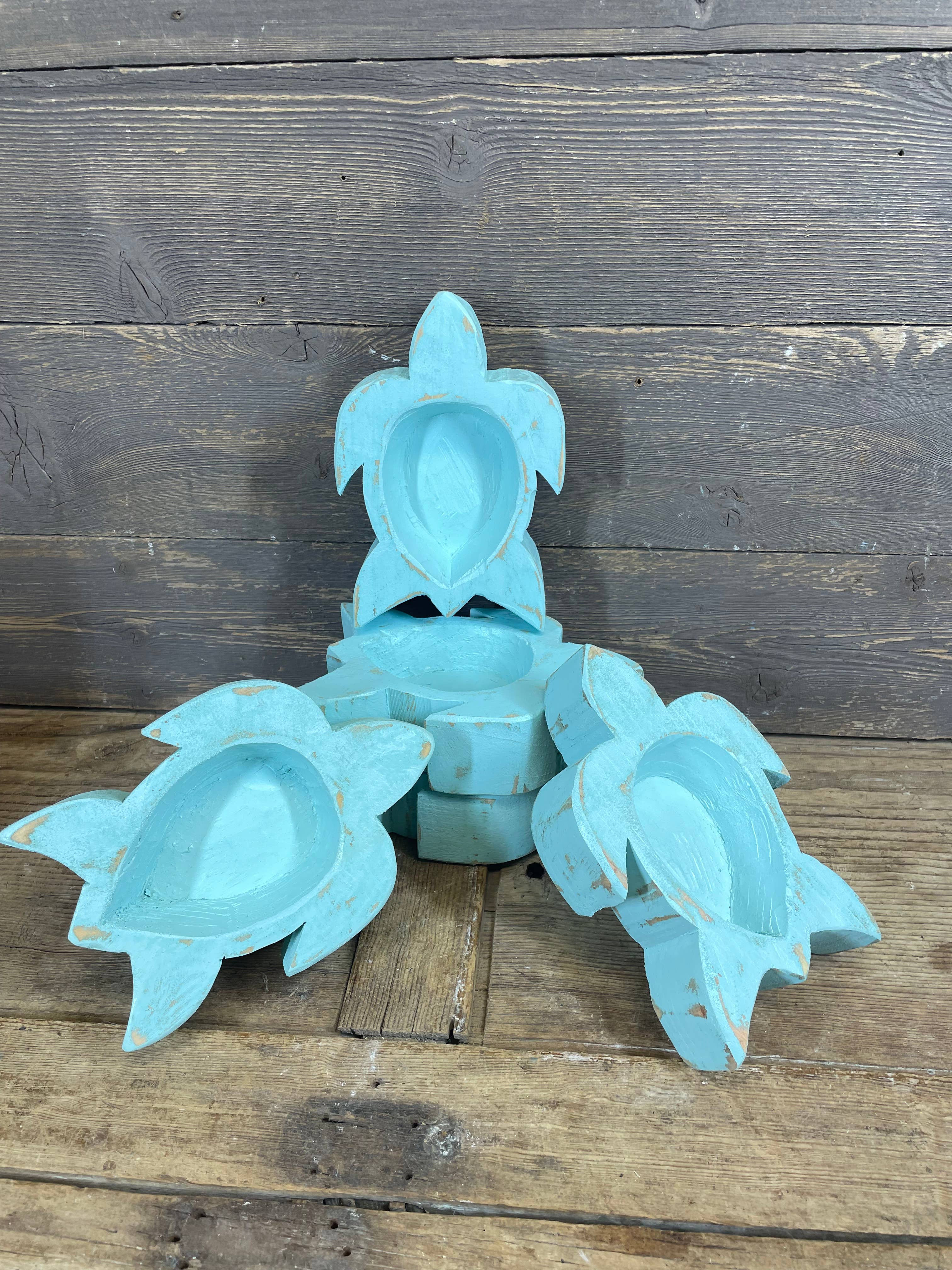 Super Mini Turtle Dough Bowl-5x7-Candle Ready-Mini-Turtle: Seaside Blue Customize it.