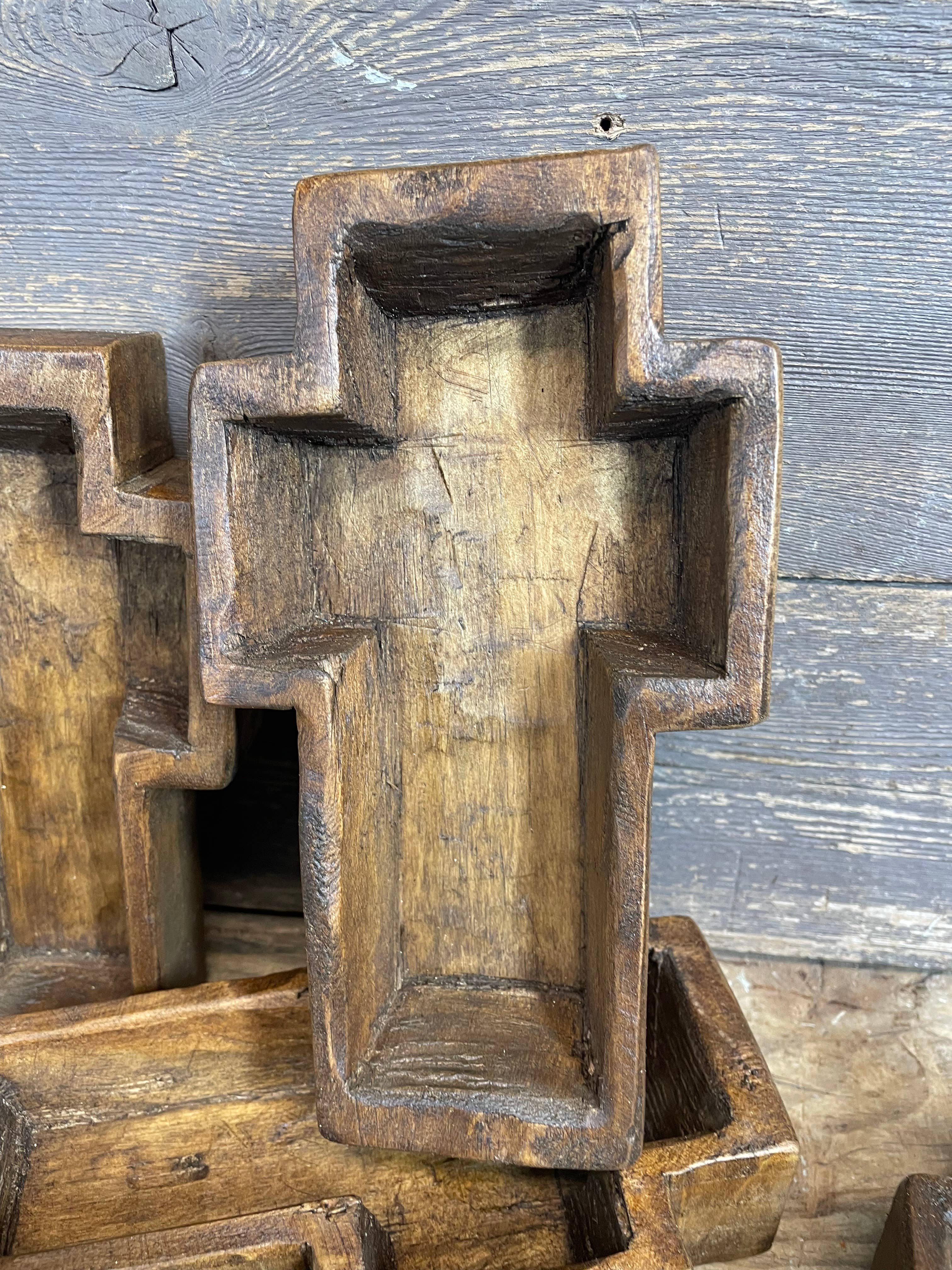 Wooden Mini Cross Dough Bowl-Candle Ready-5x8 inch-Waxed- Empty If wanting Custom candle filled please message. Pricing varies