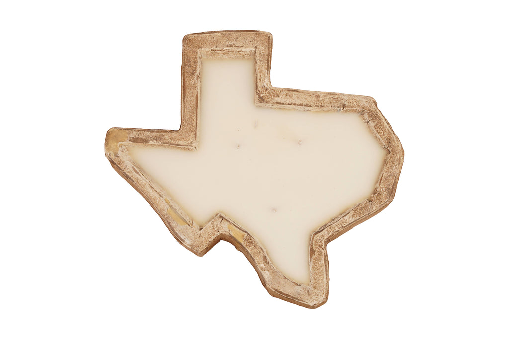 State of Texas-Carved Dough Bowl-Medium-10x10-Candle Ready: White