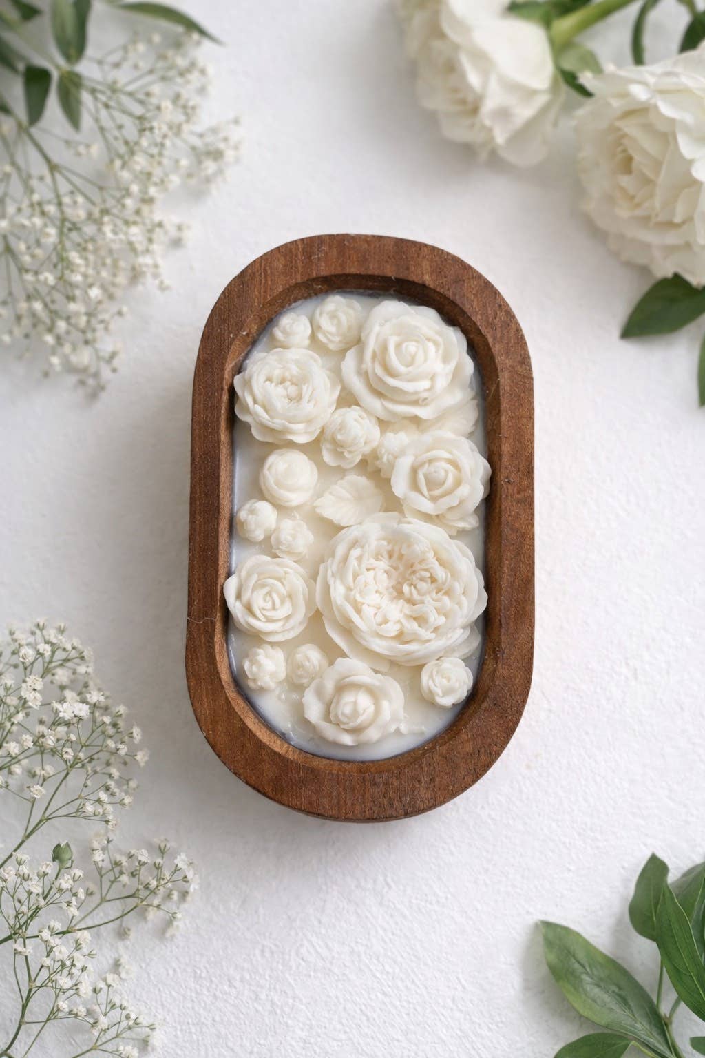 White Flowers Dough Bowl 15 oz - Love Spell