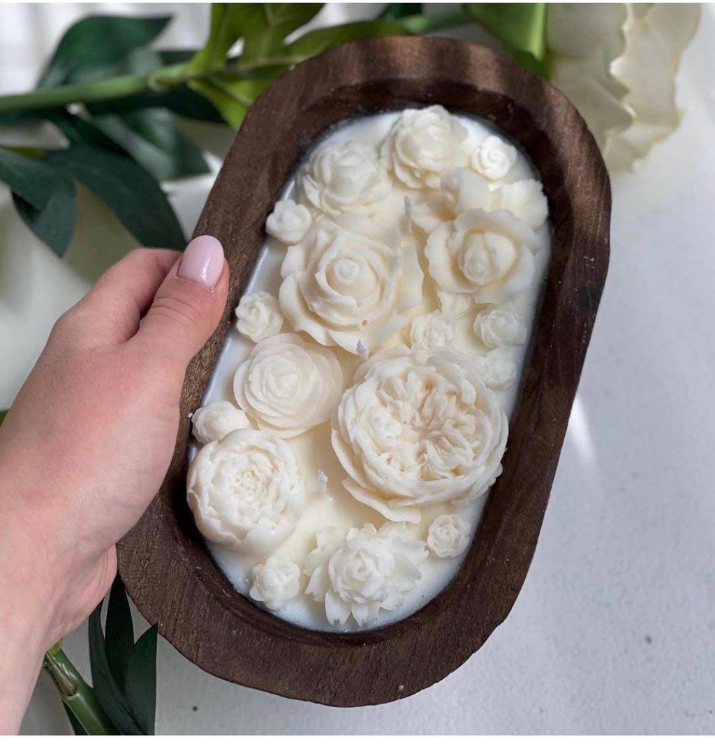 White Flowers Dough Bowl 15 oz - French Lilac