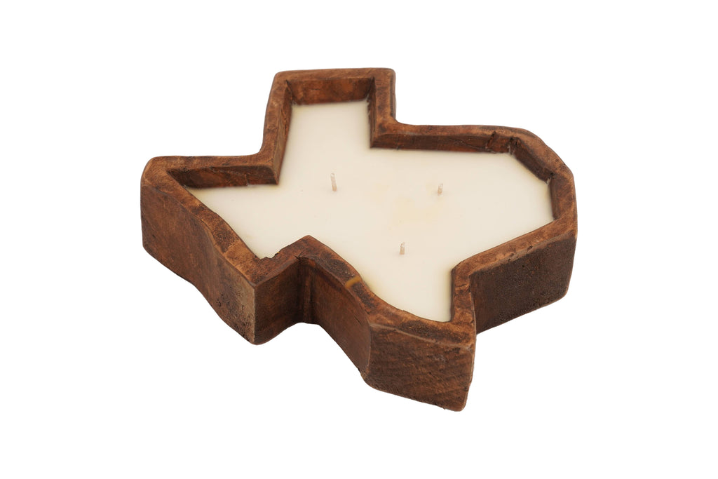 State of Texas-Carved Dough Bowl-Medium-10x10-Candle Ready: White