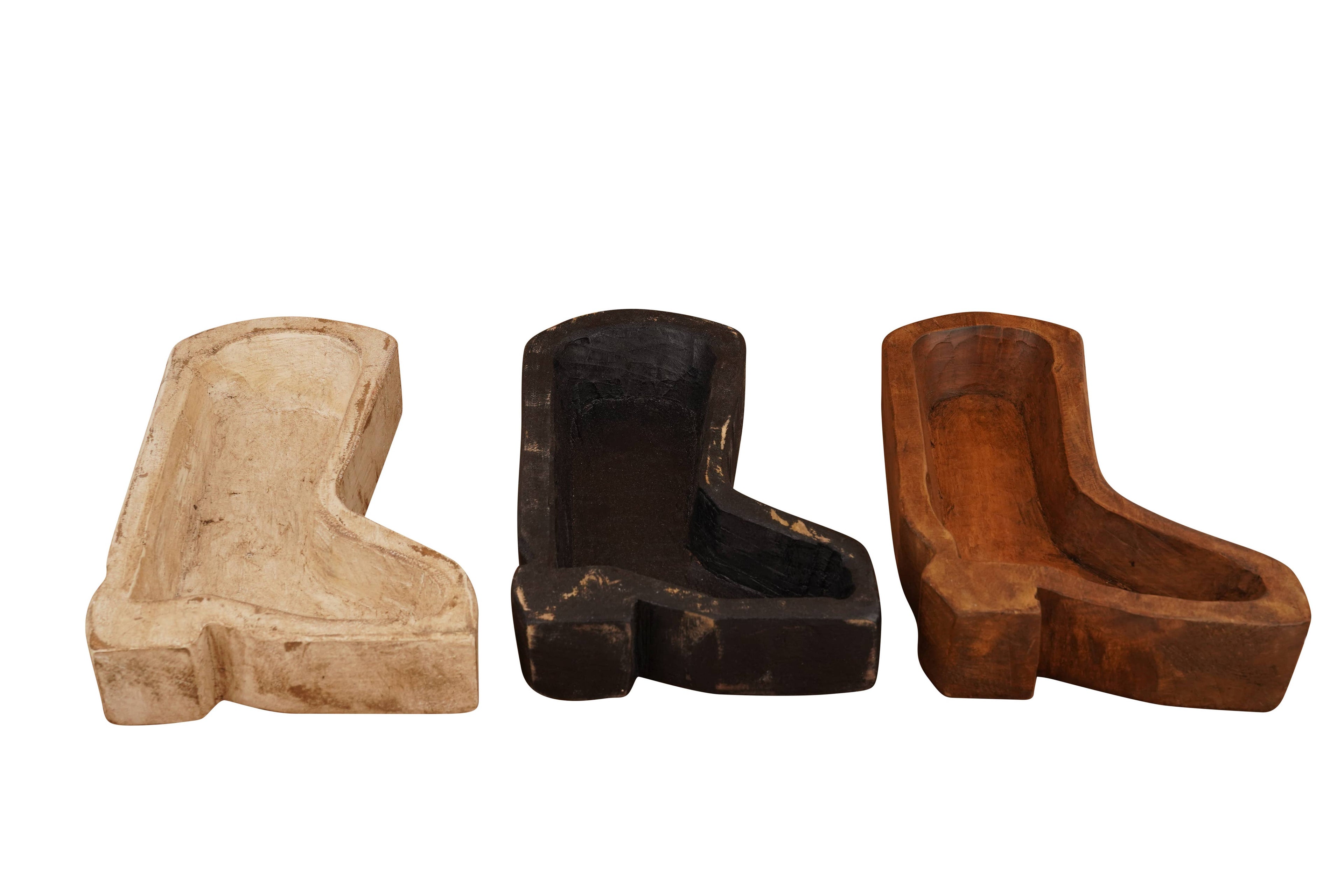 Wooden Boot Bowl-7 x 10 x 2 inches-Wood-Candle Pour Ready-Boot: Waxed