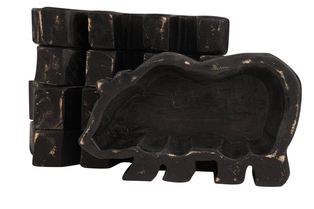 Wooden Grizzly Bear Dough Bowl-6x10-Candle Ready-Grizzly Bear Bowl: Waxed