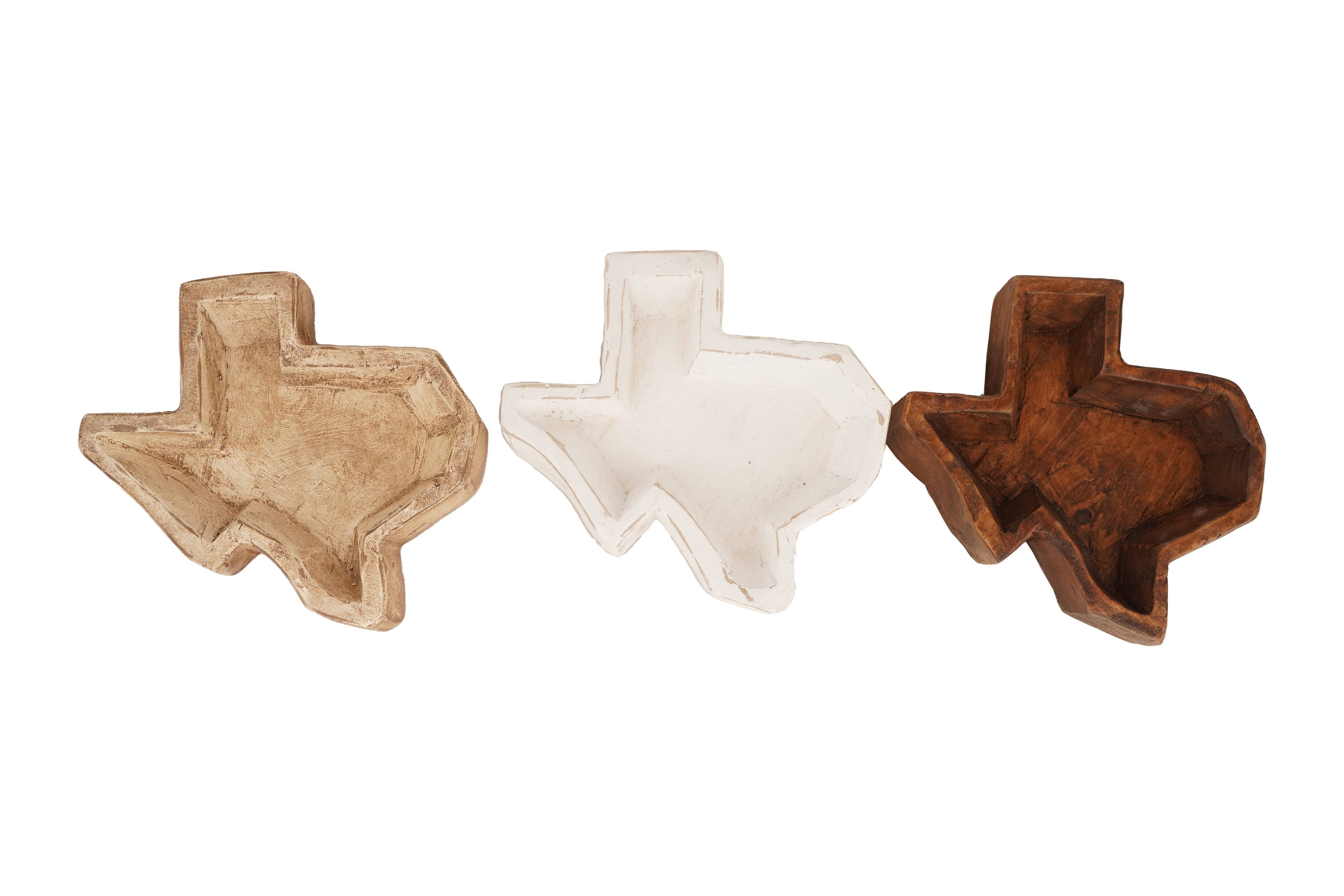 State of Texas-Carved Dough Bowl-Medium-10x10-Candle Ready: White