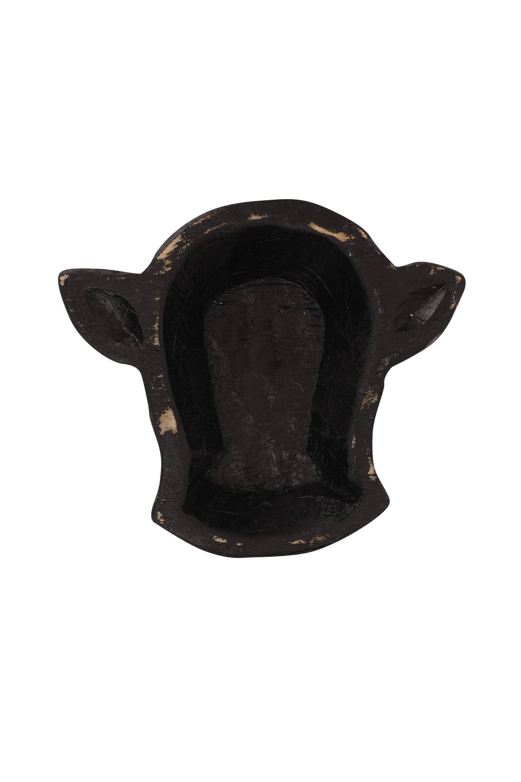 Wooden Mini-Cow Head Dough Bowl-Candle Ready-8x7 in-Mini Cow Head: Antiqued White Empty