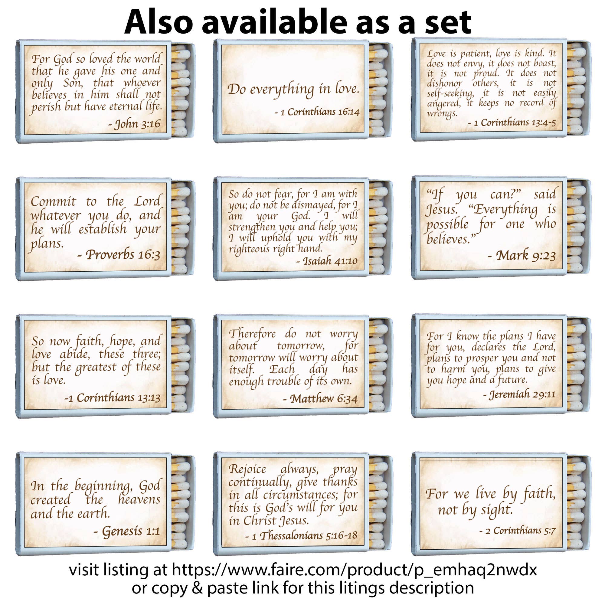 Matches • Bible Verse Jeremiah 29:11 Matchboxes