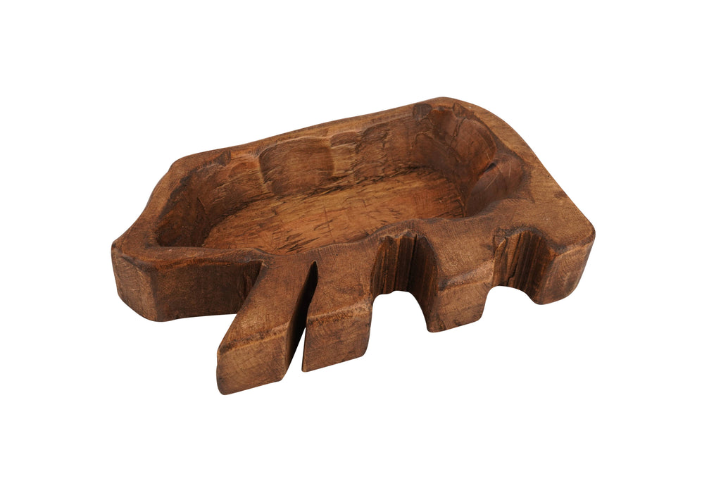 Wooden Grizzly Bear Dough Bowl-6x10-Candle Ready-Grizzly Bear Bowl: Waxed
