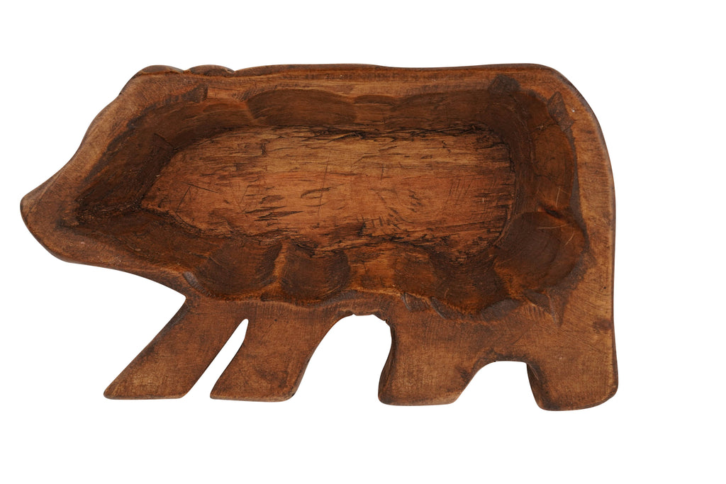 Wooden Grizzly Bear Dough Bowl-6x10-Candle Ready-Grizzly Bear Bowl: Waxed