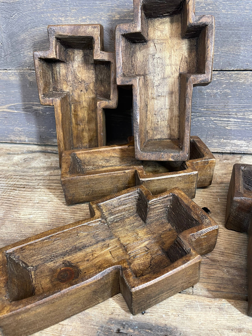 Wooden Mini Cross Dough Bowl-Candle Ready-5x8 inch-Waxed- Empty If wanting Custom candle filled please message. Pricing varies