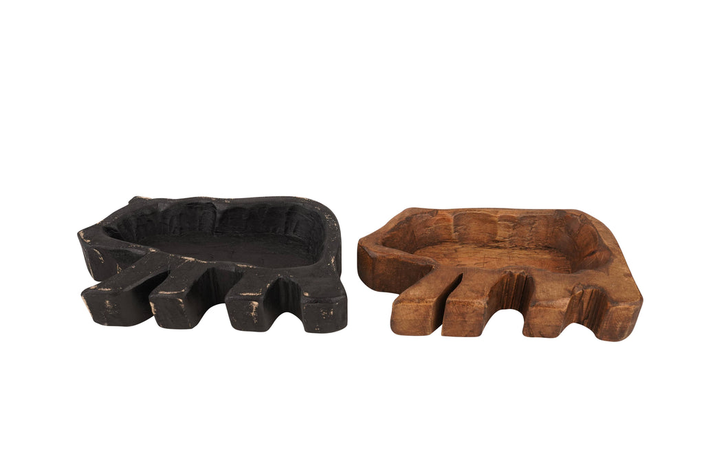 Wooden Grizzly Bear Dough Bowl-6x10-Candle Ready-Grizzly Bear Bowl: Waxed
