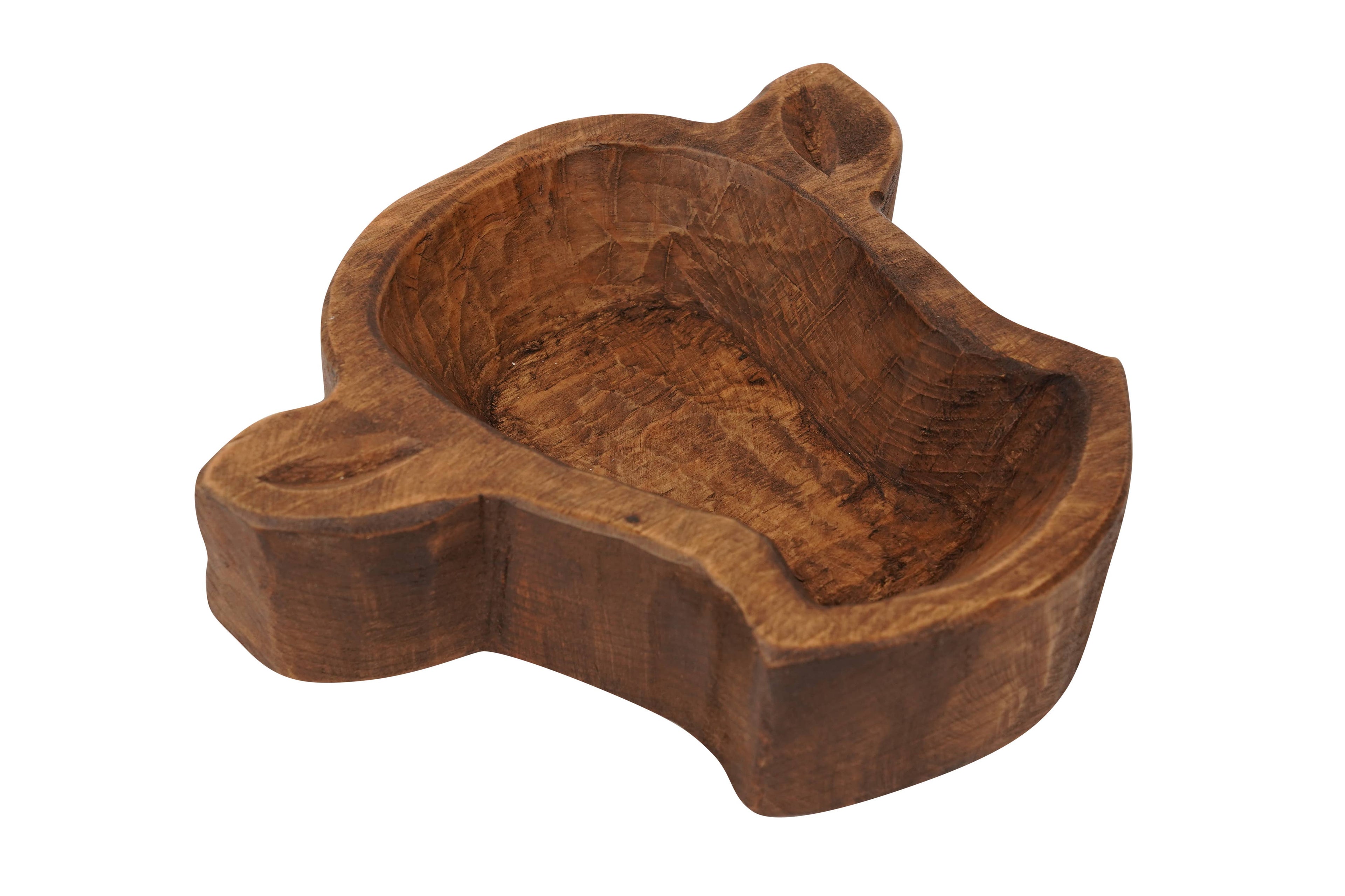 Wooden Mini-Cow Head Dough Bowl-Candle Ready-8x7 in-Mini Cow Head: Antiqued White Empty