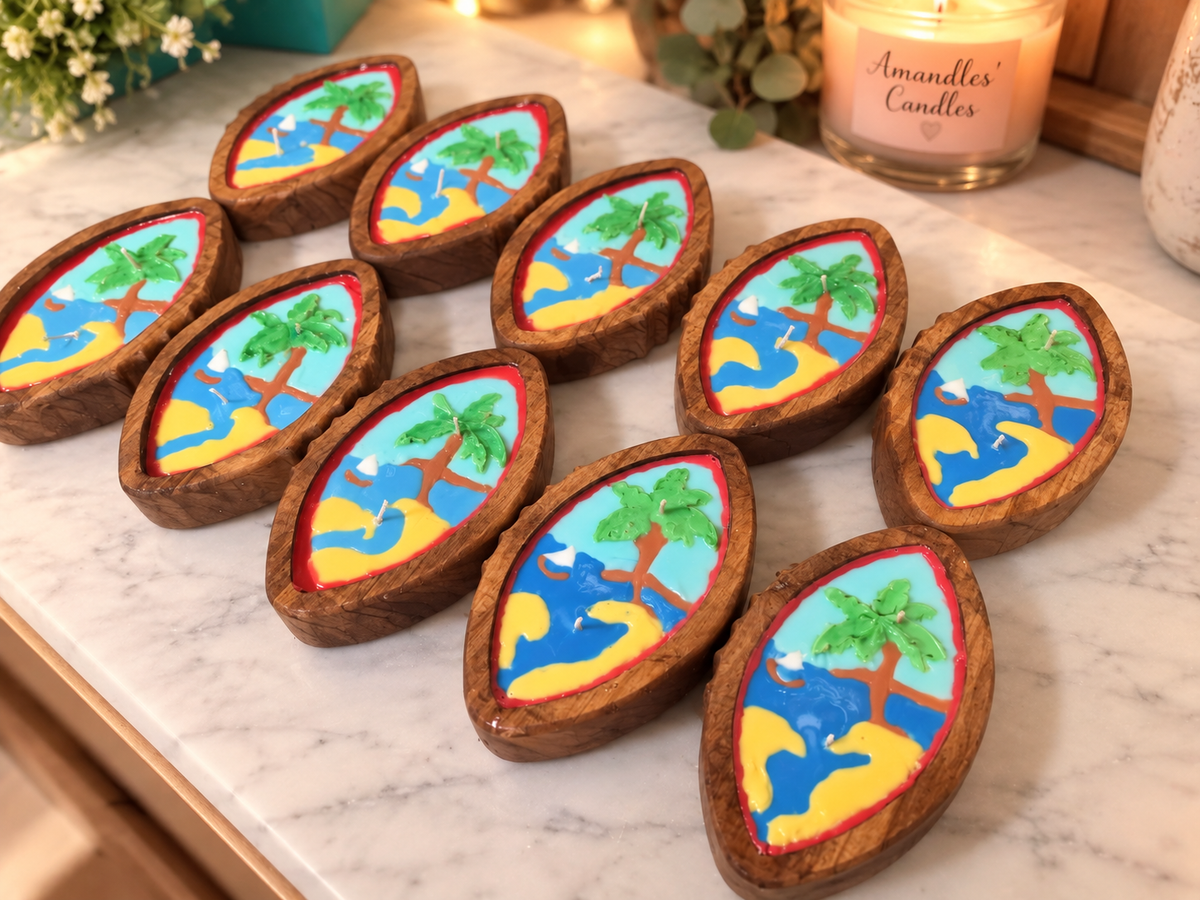 GUAM SEAL Wooden Dough Bowl Candles