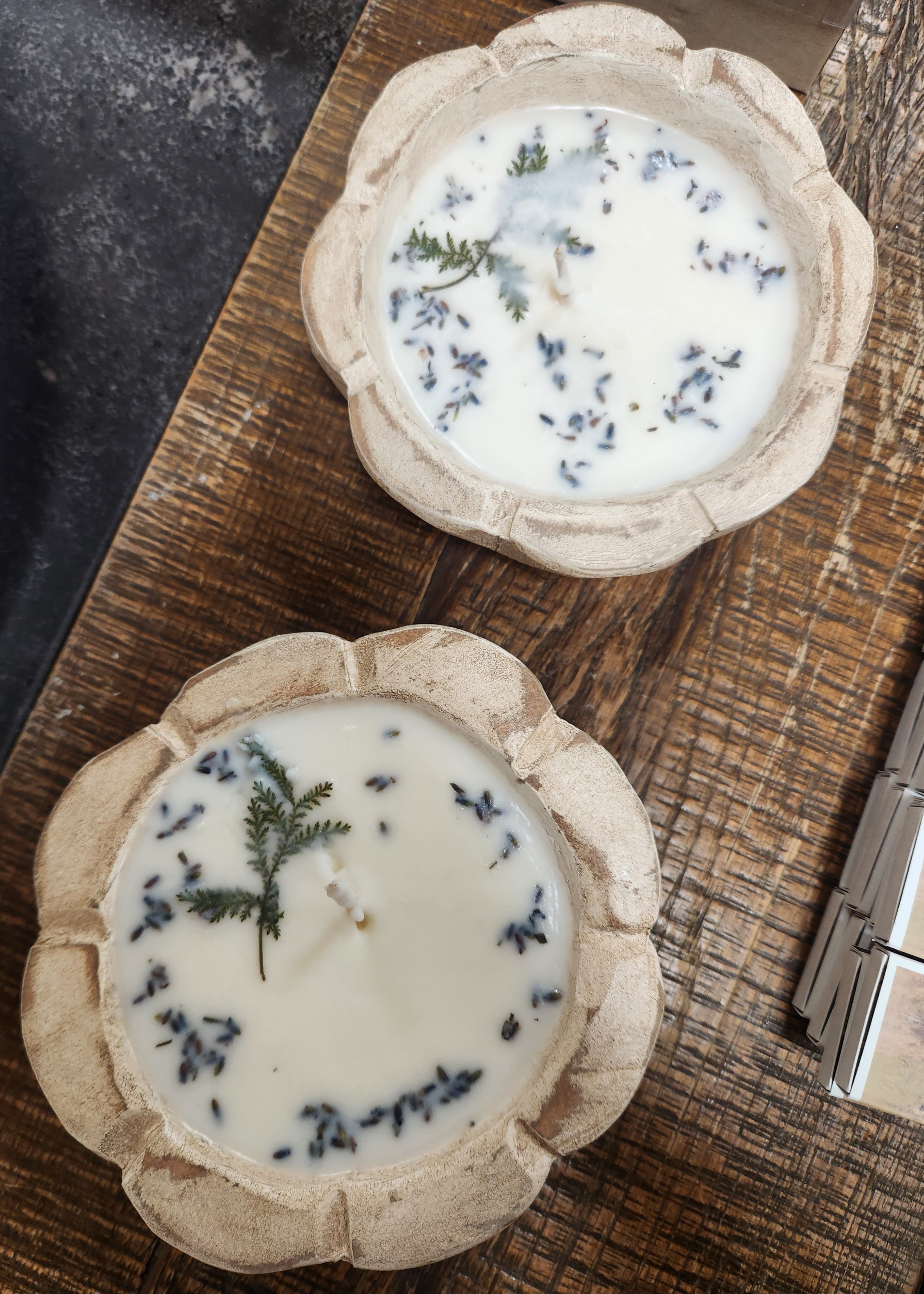 Sage, Lavender, & Eucalyptus Stubby Mini Flower Wooden Dough Bowl