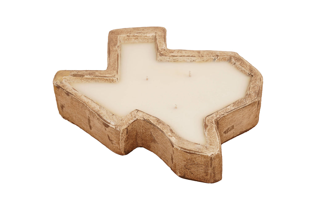 State of Texas-Carved Dough Bowl-Medium-10x10-Candle Ready: White
