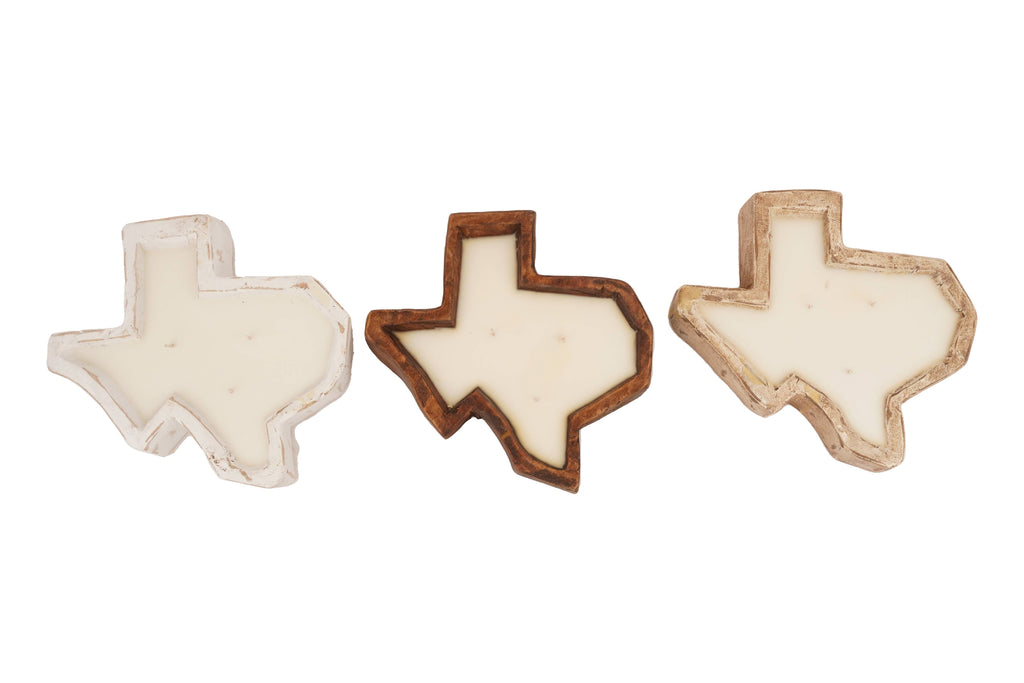 State of Texas-Carved Dough Bowl-Medium-10x10-Candle Ready: White