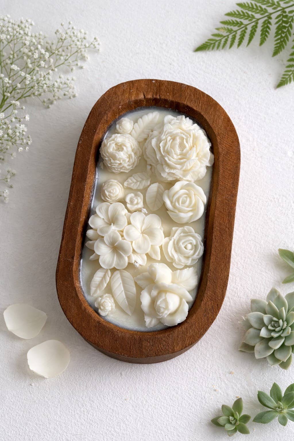 White Flowers Dough Bowl 15 oz - Beach Linen