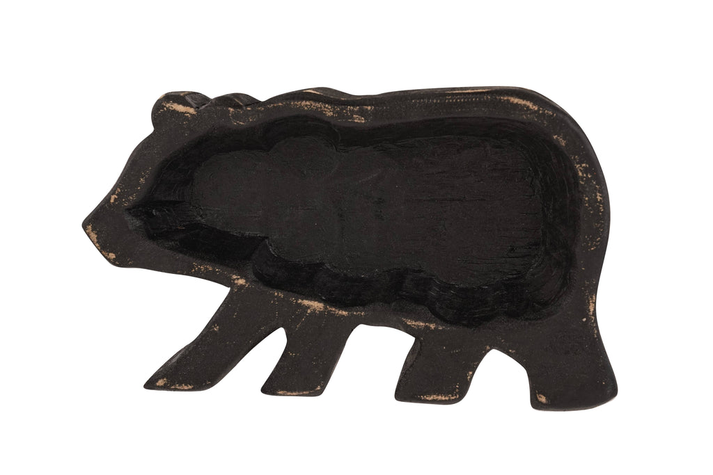 Wooden Grizzly Bear Dough Bowl-6x10-Candle Ready-Grizzly Bear Bowl: Waxed