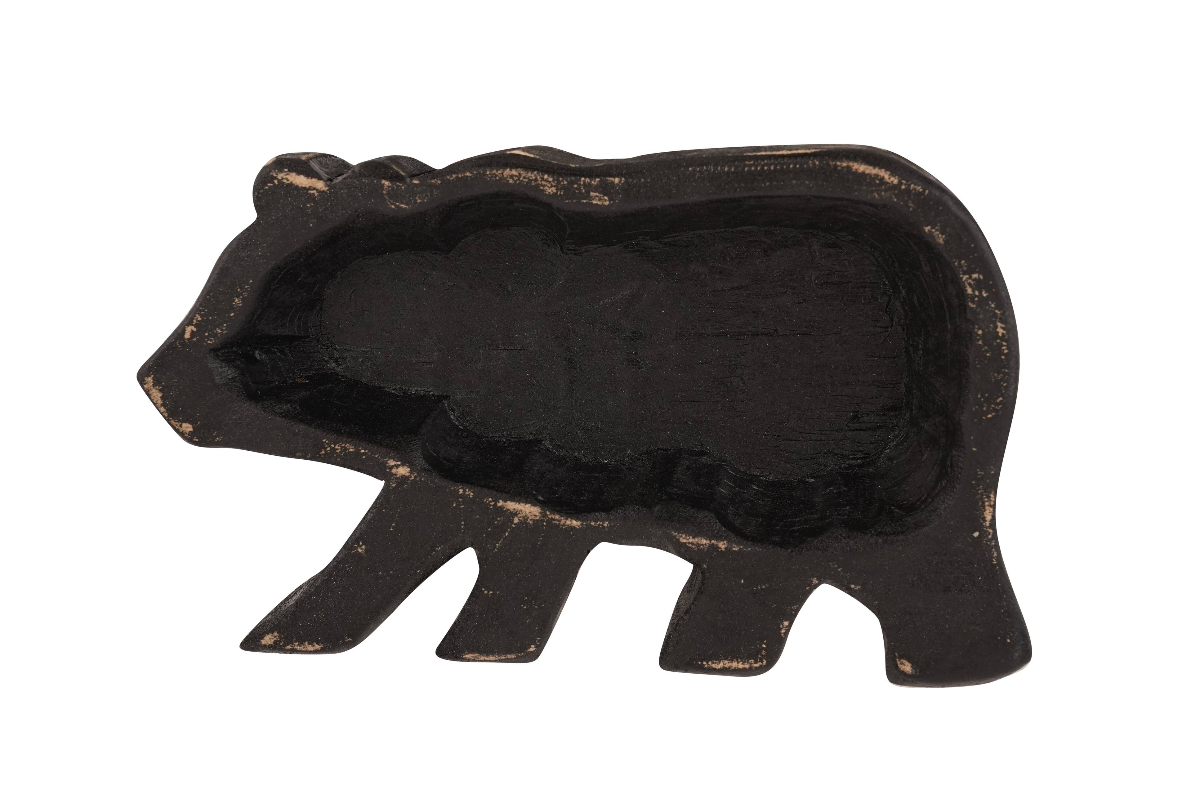 Wooden Grizzly Bear Dough Bowl-6x10-Candle Ready-Grizzly Bear Bowl: Waxed