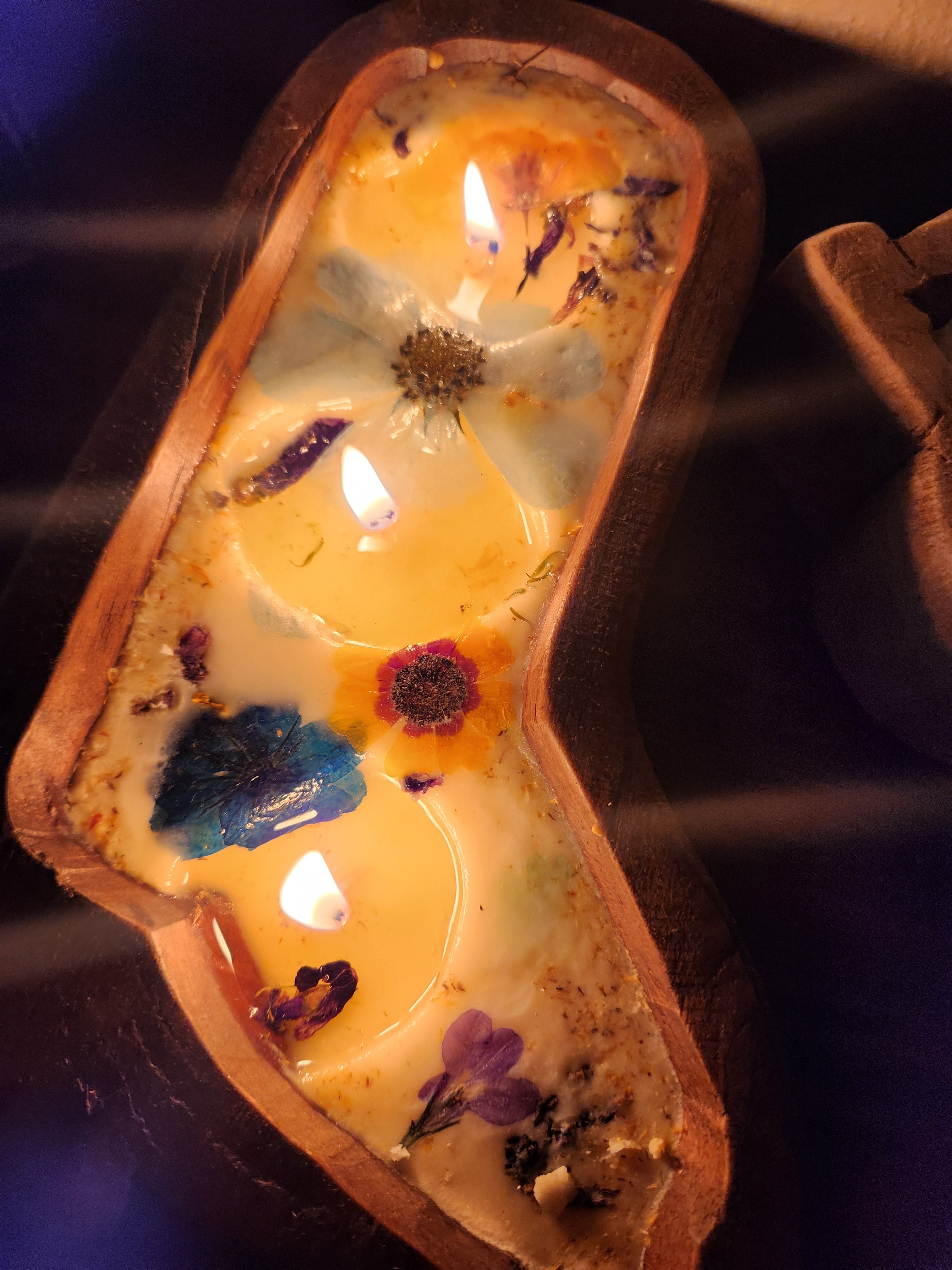 Texas Two Step wooden dough bowl candle