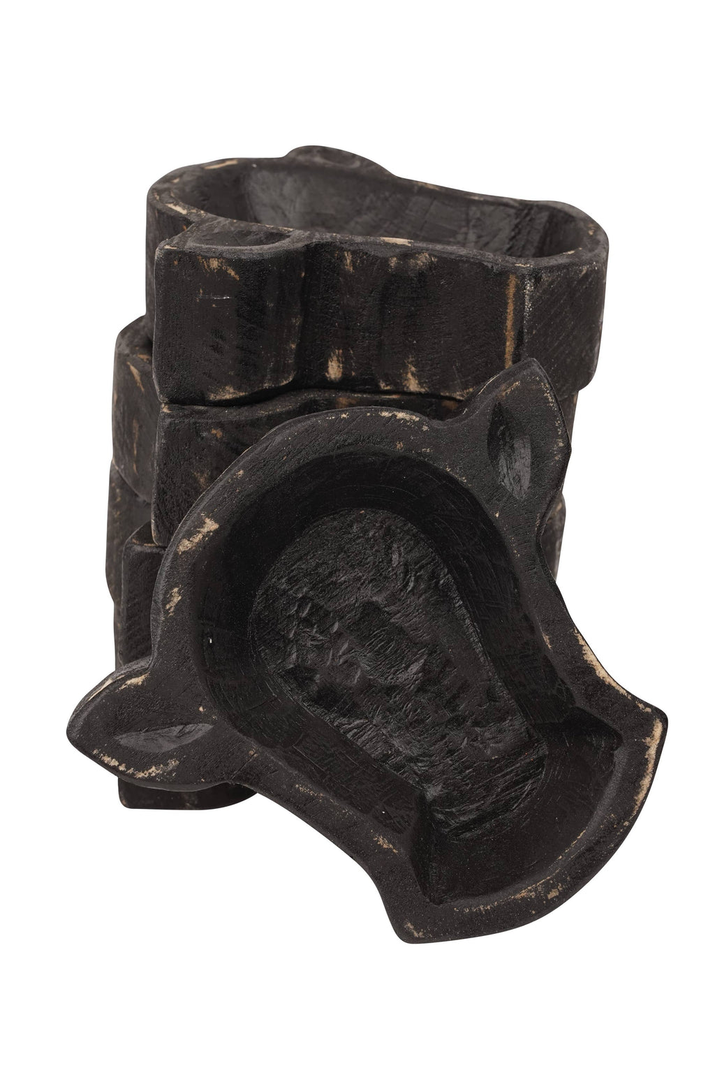 Wooden Mini-Cow Head Dough Bowl-Candle Ready-8x7 in-Mini Cow Head: Antiqued White Empty