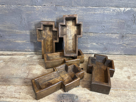 Wooden Mini Cross Dough Bowl-Candle Ready-5x8 inch-Waxed- Empty If wanting Custom candle filled please message. Pricing varies