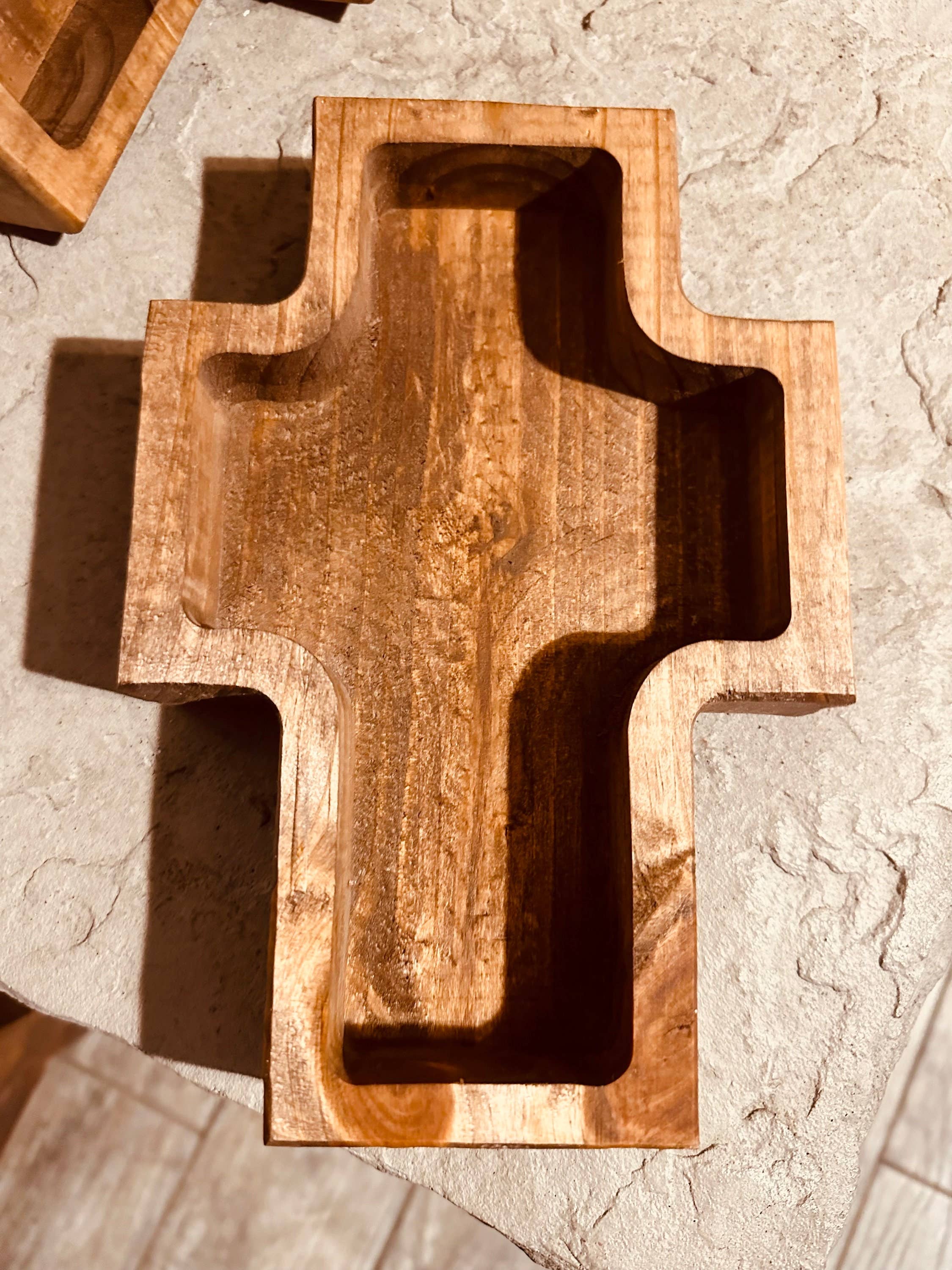 Mini Cross Wooden Dough Bowl