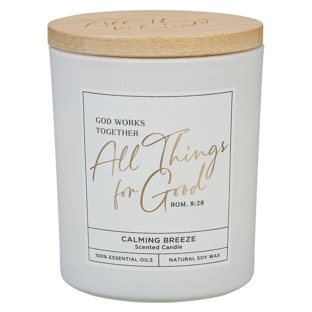Glass Candle w/Bamboo Lid White God Works