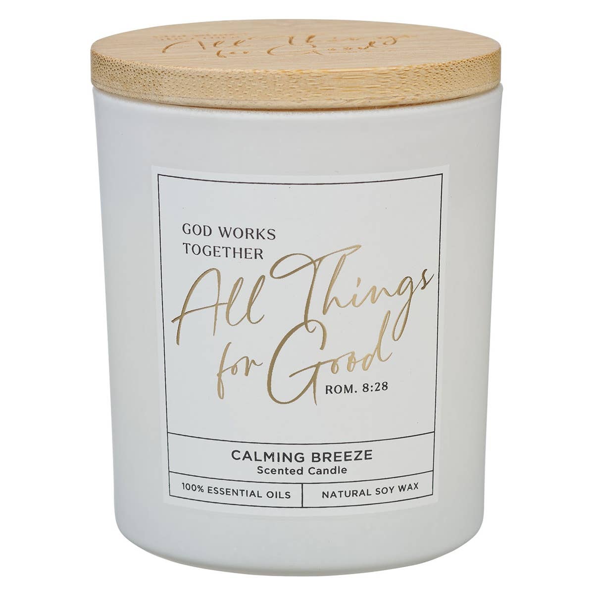Glass Candle w/Bamboo Lid White God Works