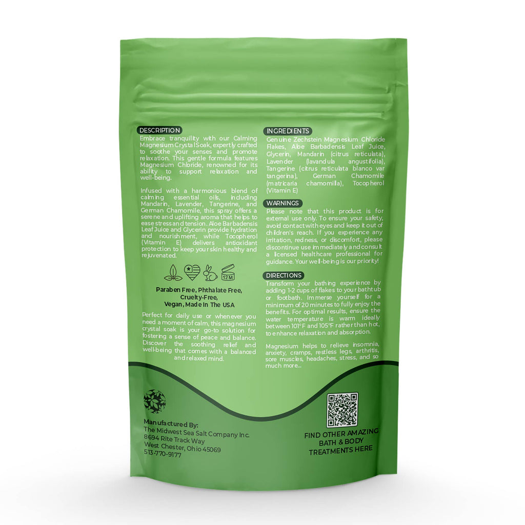 Magnesium Crystal Flakes Bath Soak - Calming - 20oz