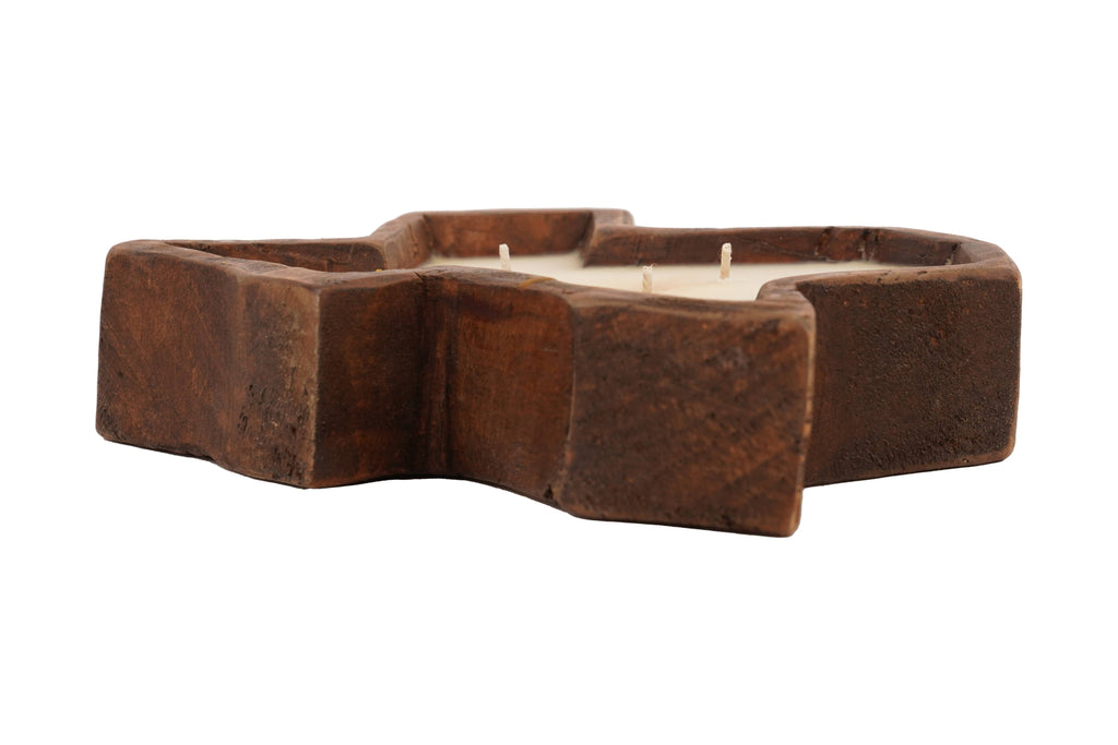State of Texas-Carved Dough Bowl-Medium-10x10-Candle Ready: White