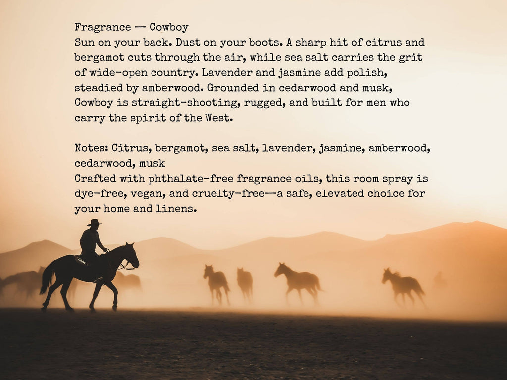 Cowboy Room Spray – 4 oz Amber Glass Bottle