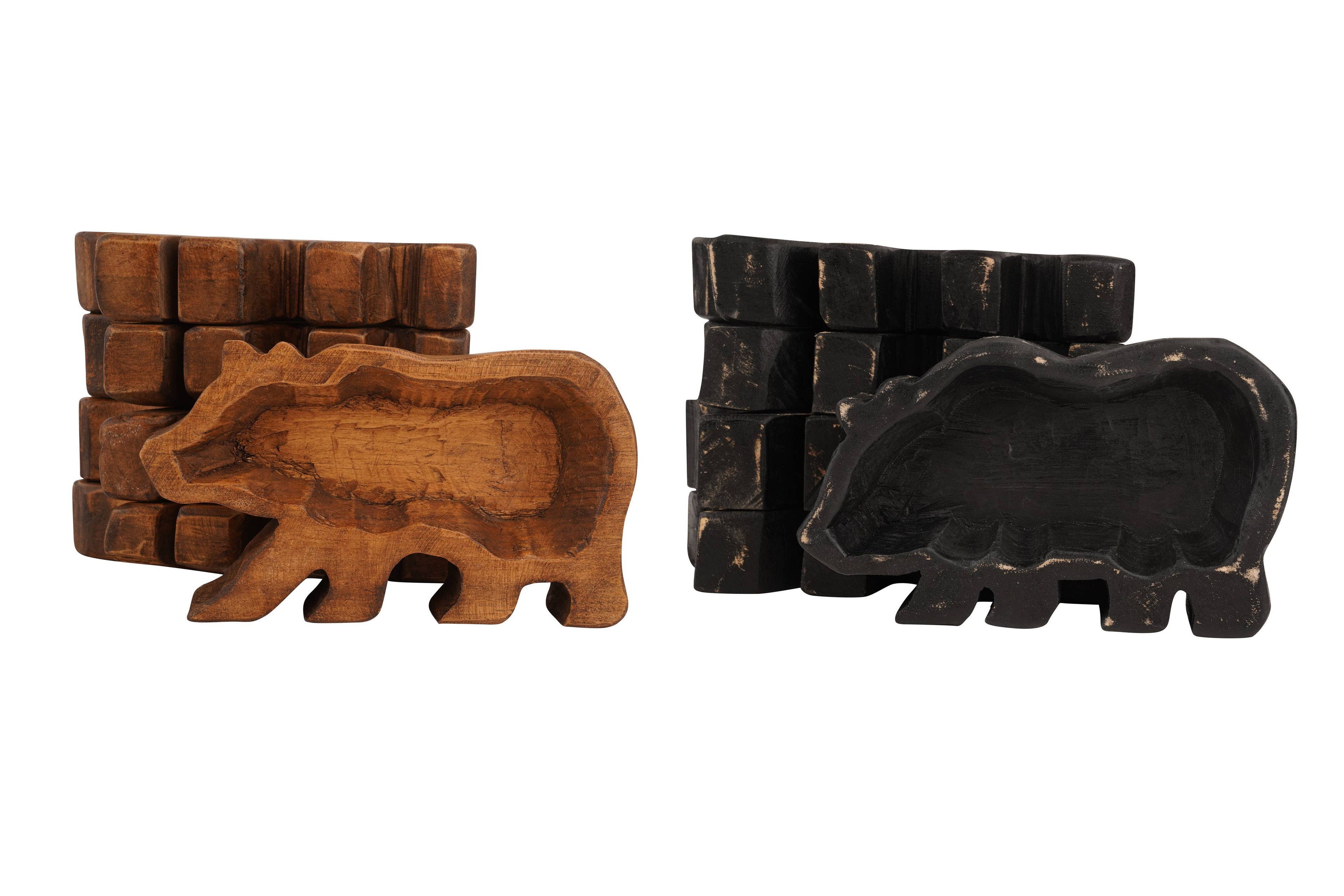 Wooden Grizzly Bear Dough Bowl-6x10-Candle Ready-Grizzly Bear Bowl: Waxed