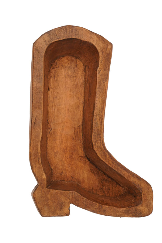 Wooden Boot Bowl-7 x 10 x 2 inches-Wood-Candle Pour Ready-Boot: Waxed