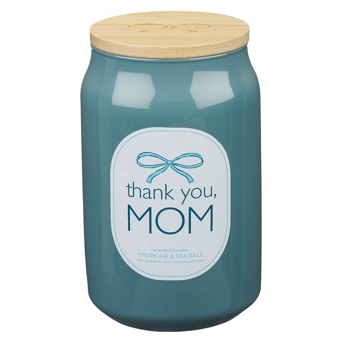 Glass Candle w/ Bamboo Lid Thank You, Mom