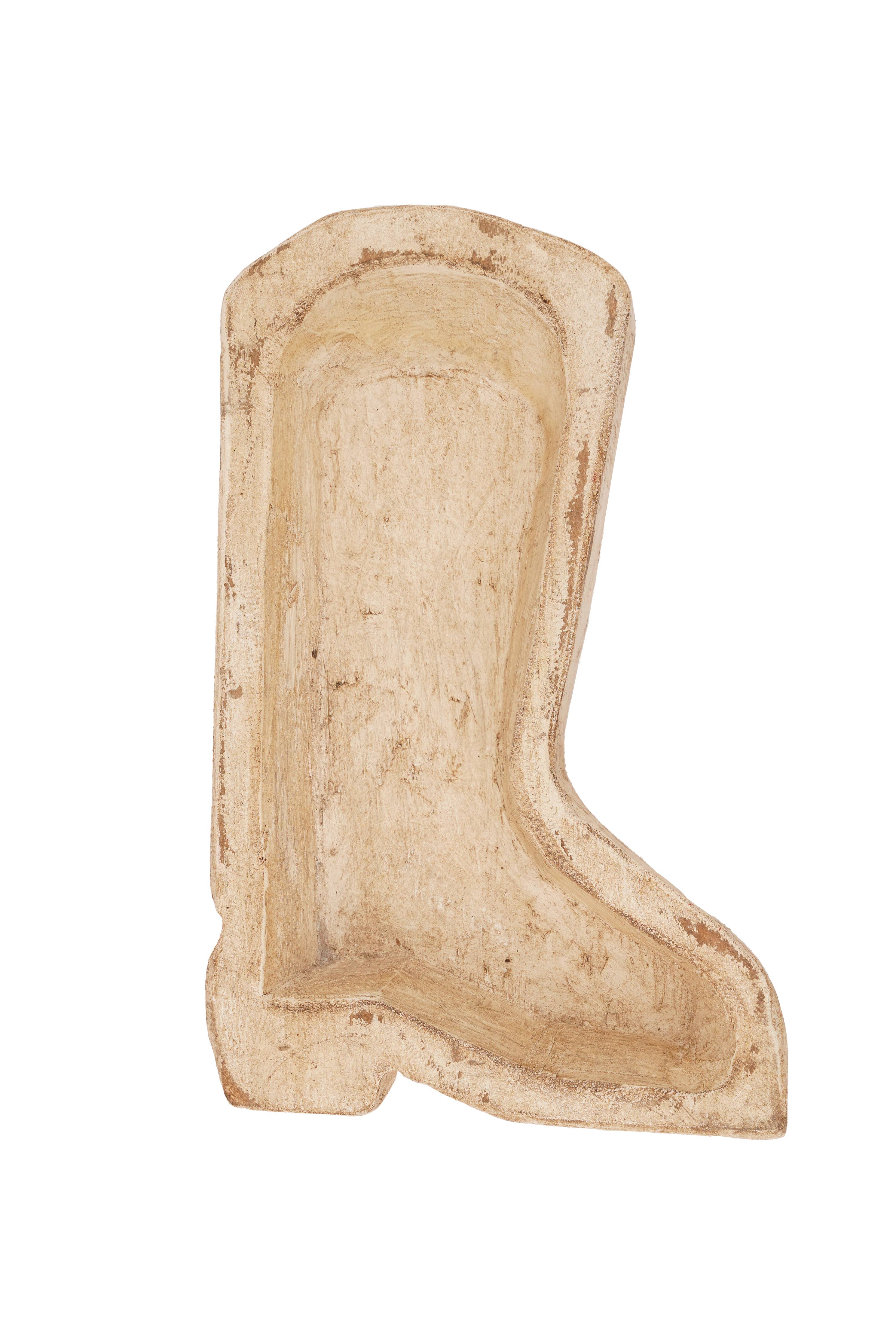 Wooden Boot Bowl-7 x 10 x 2 inches-Wood-Candle Pour Ready-Boot: Waxed
