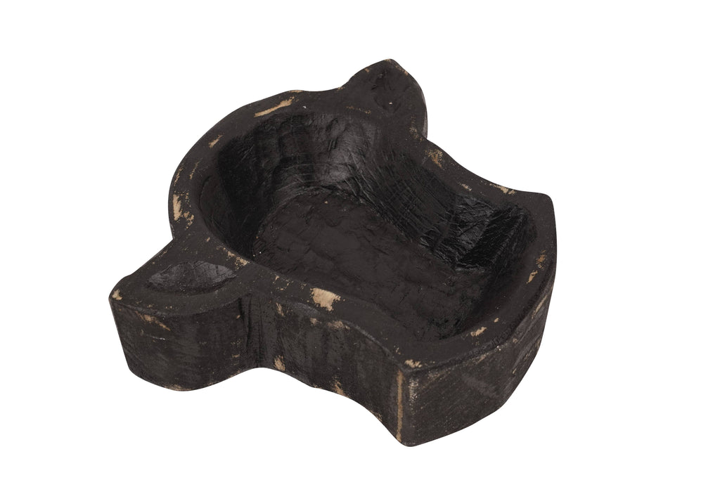 Wooden Mini-Cow Head Dough Bowl-Candle Ready-8x7 in-Mini Cow Head: Antiqued White Empty