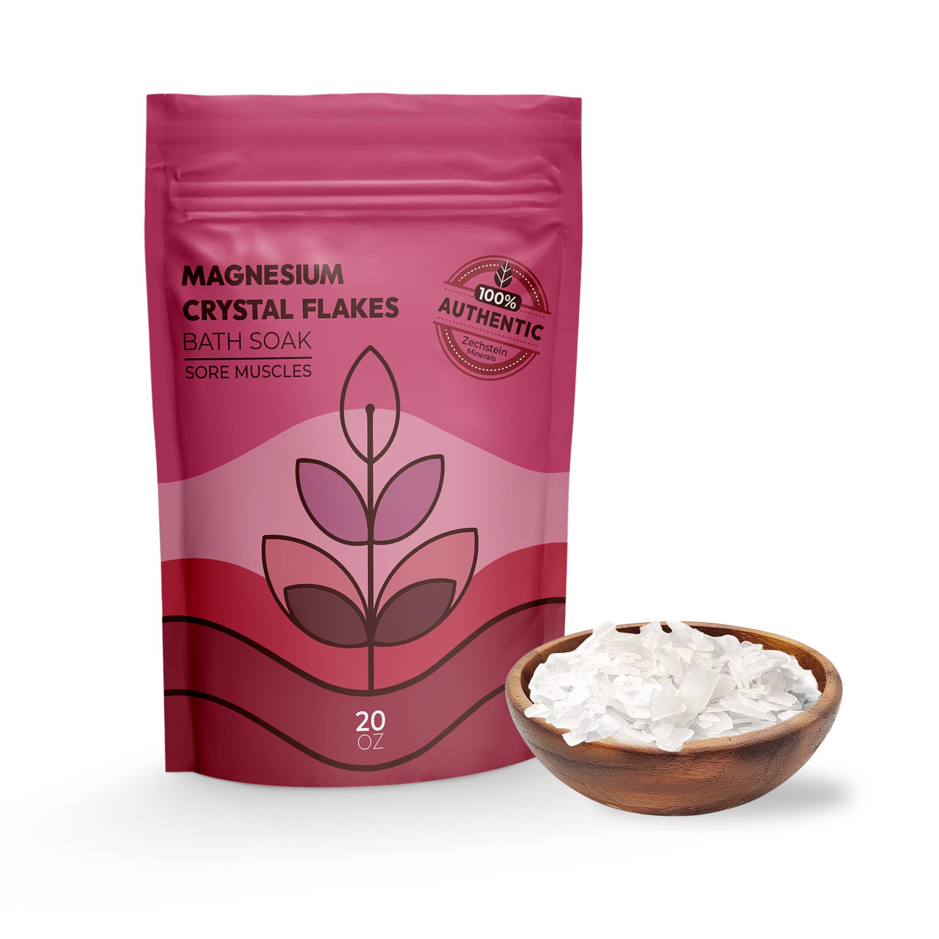 Magnesium Crystal Flakes Bath Soak - Sore Muscles - 20oz