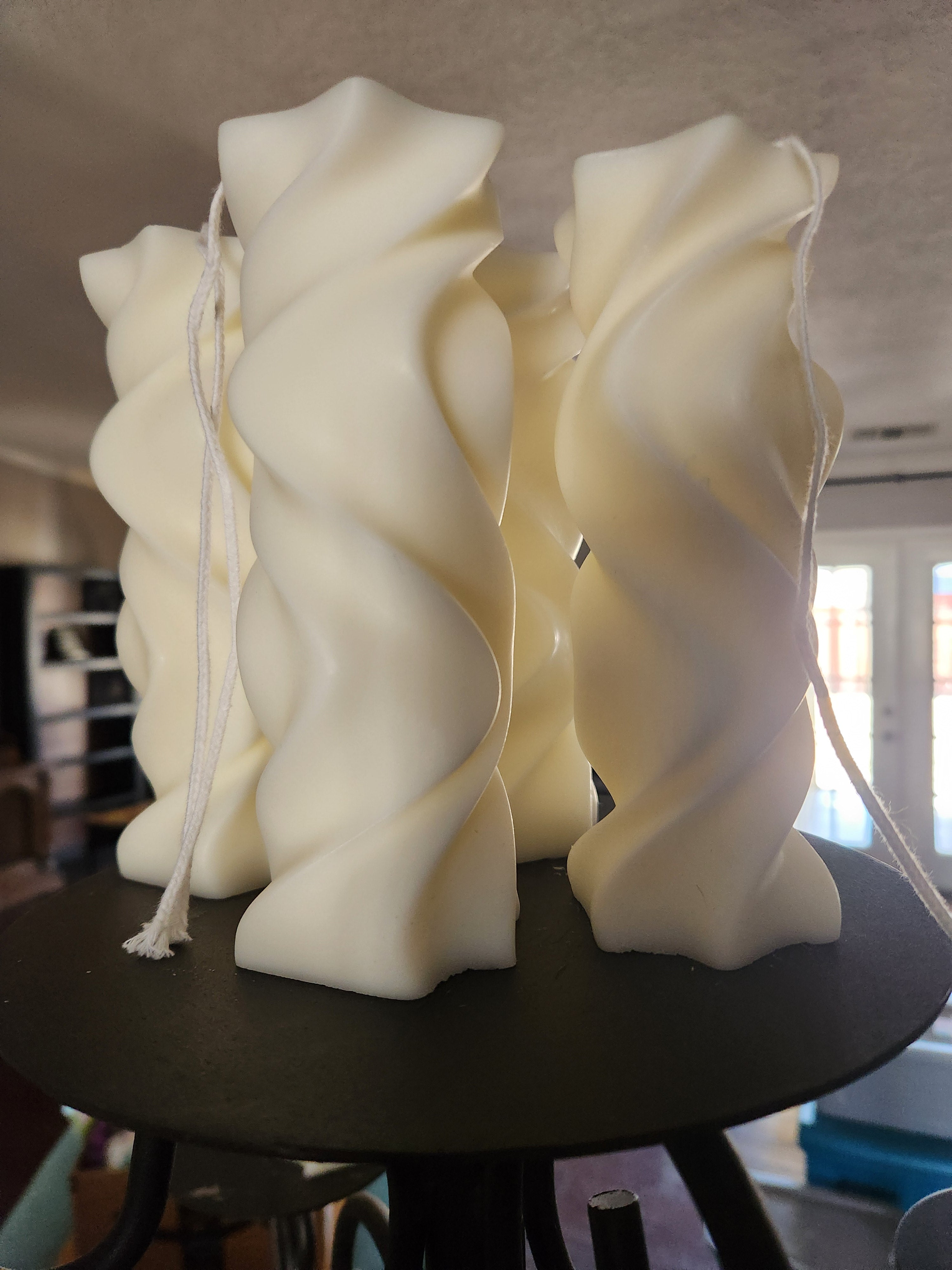 Artistic Swirl Pillar Candle 7x2.5in: Clear / Unscented Sold in sets of two $35.00