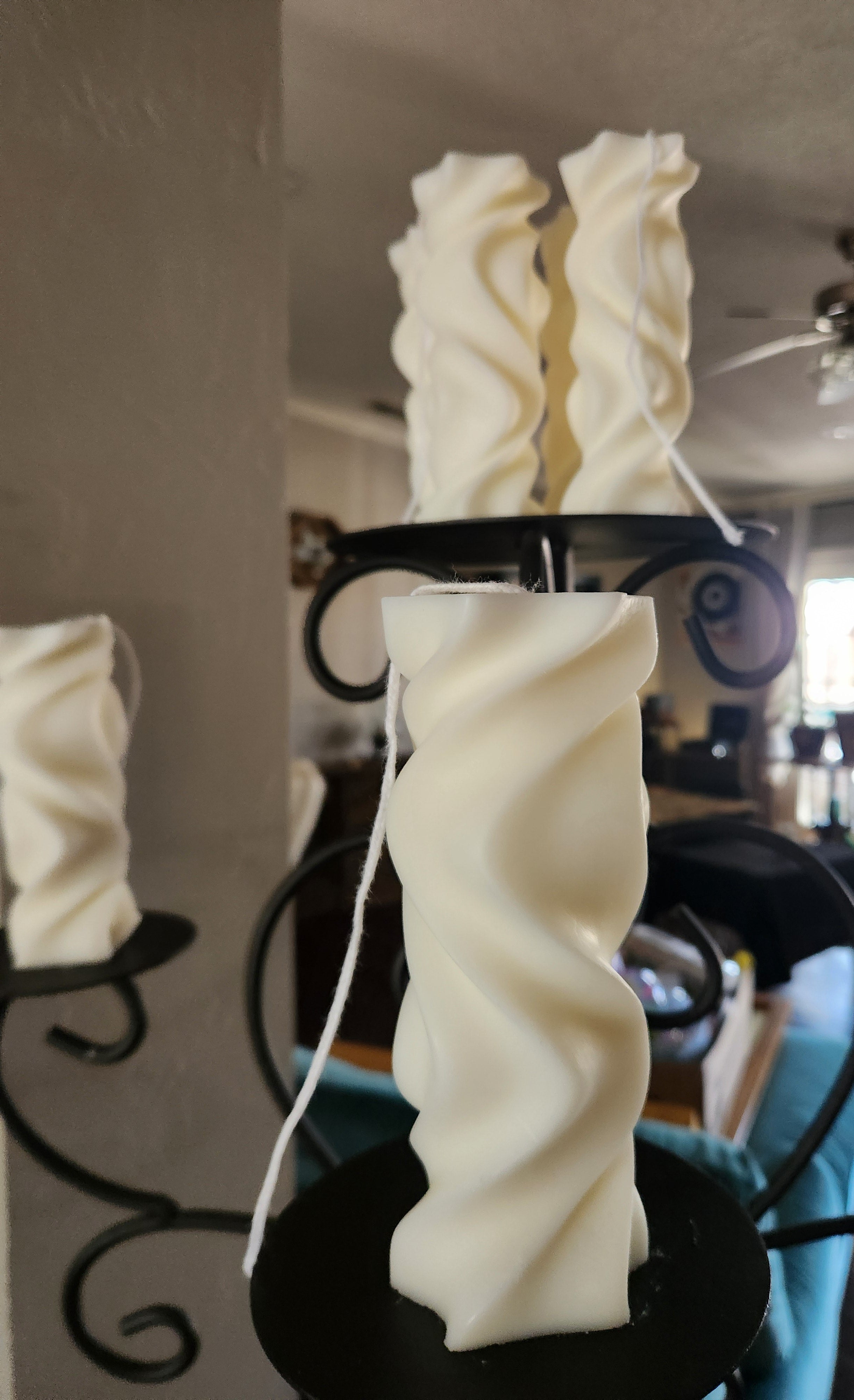 Artistic Swirl Pillar Candle 7x2.5in: Clear / Unscented Sold in sets of two $35.00