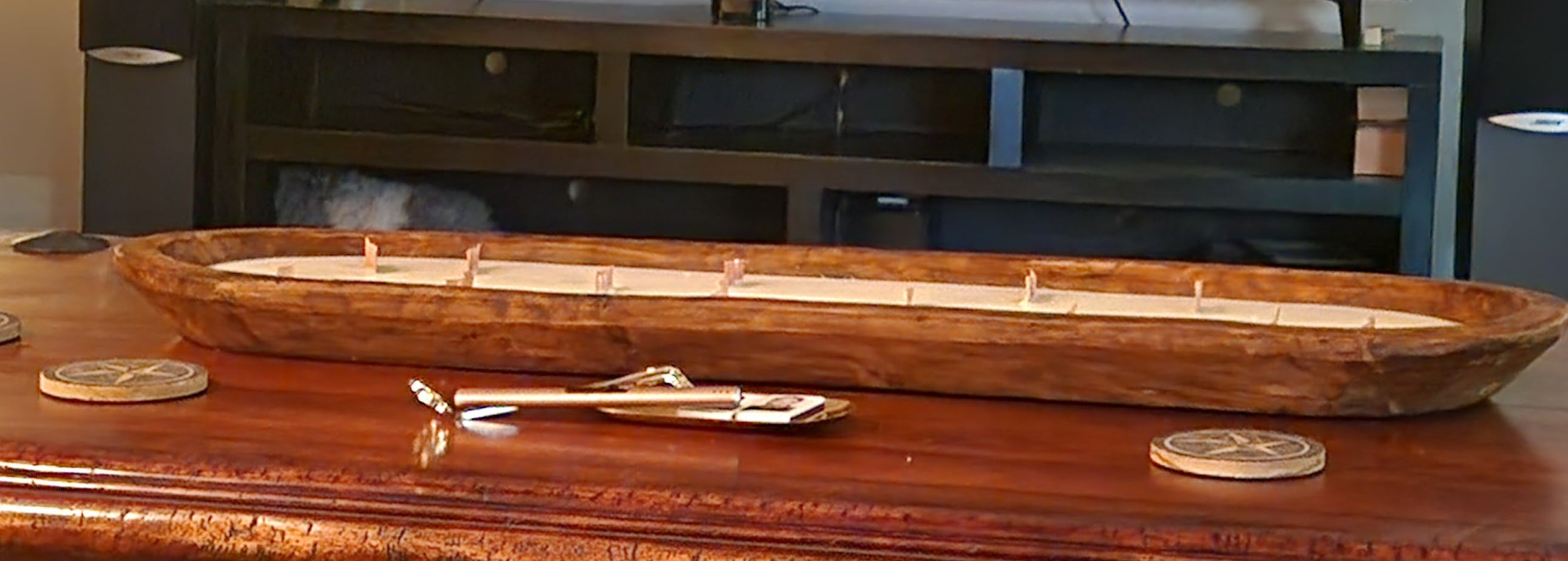 Texas Size Wooden Dough Bowl Candle Custom any scent, plain no decor