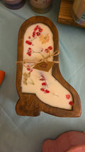 Texas Two Step Wooden Dough Bowl Boot 🥾 Candle