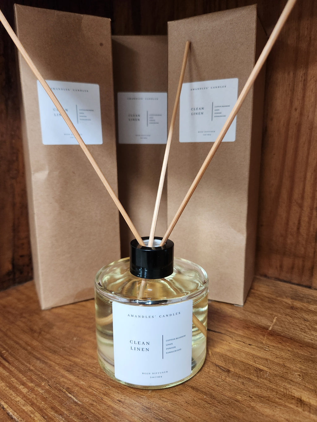 Amandles'Reed Diffuser with Box : CLEAN LINEN