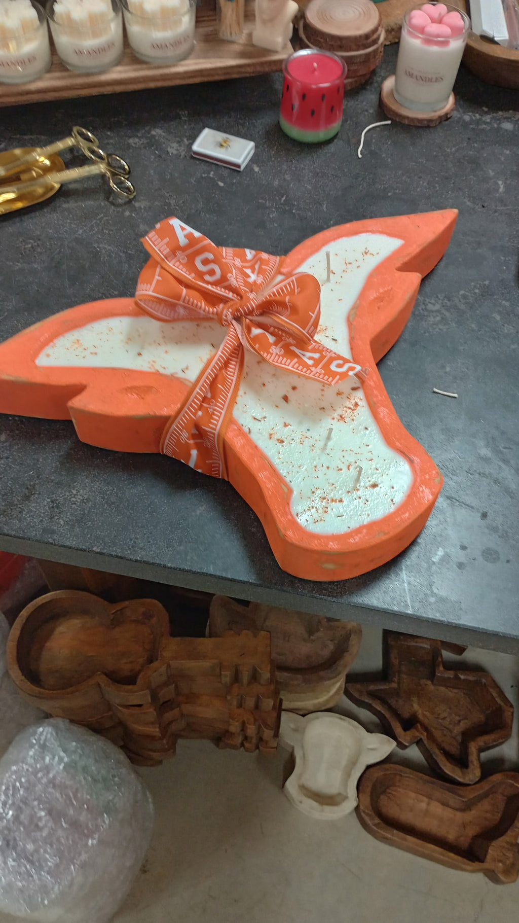 Long Horn 10x18 34oz Wooden Dough Bowl Candle Customize it.
