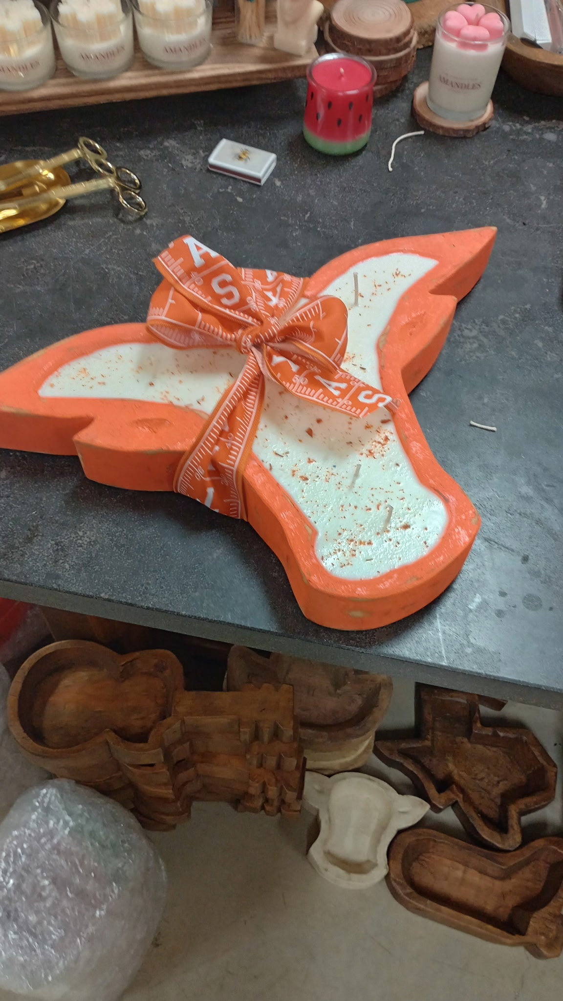 Long Horn 10x18 34oz Wooden Dough Bowl Candle Customize it.