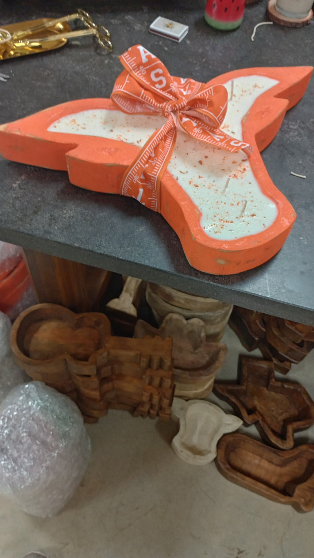 Long Horn 10x18 34oz Wooden Dough Bowl Candle Customize it.