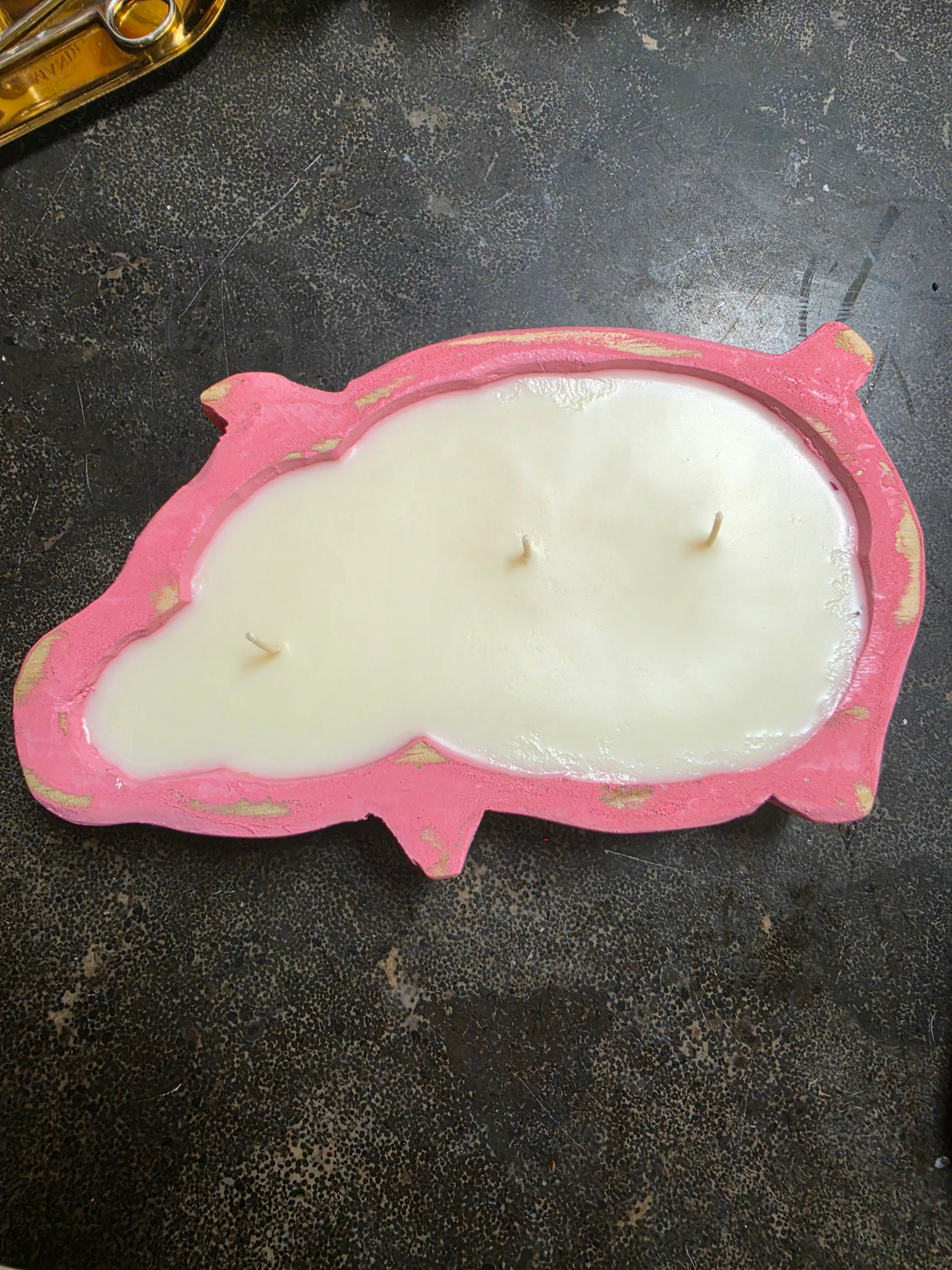🐖 Piglet Wooden Dough Bowl Candle with matches"Hog Tied" Customize your Scent.